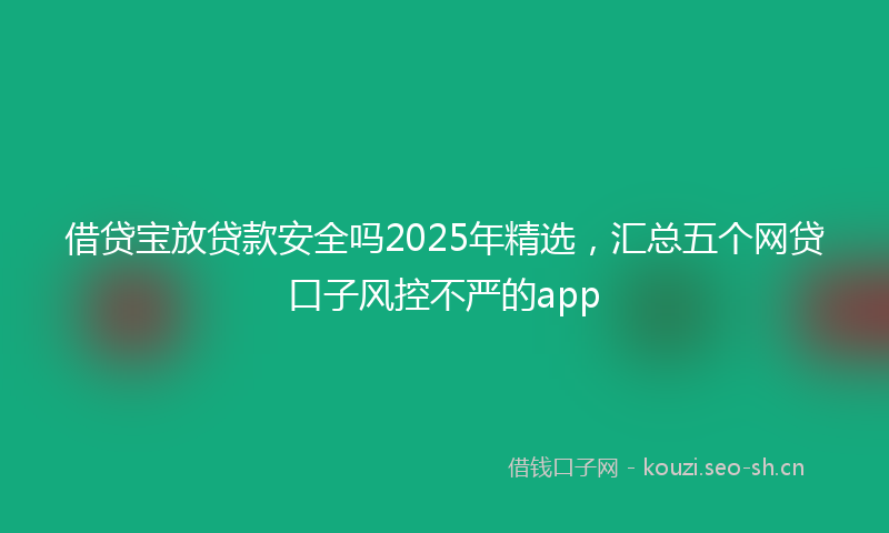 借贷宝放贷款安全吗2025年精选，汇总五个网贷口子风控不严的app