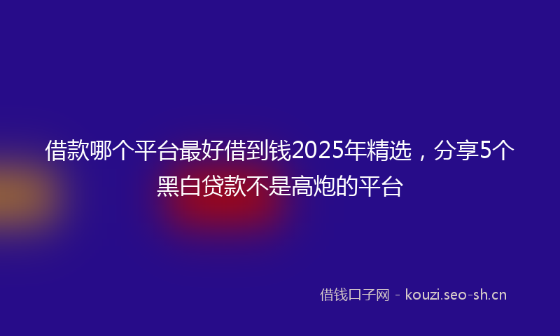 借款哪个平台最好借到钱2025年精选,分享5个黑白贷款不是高炮的平台