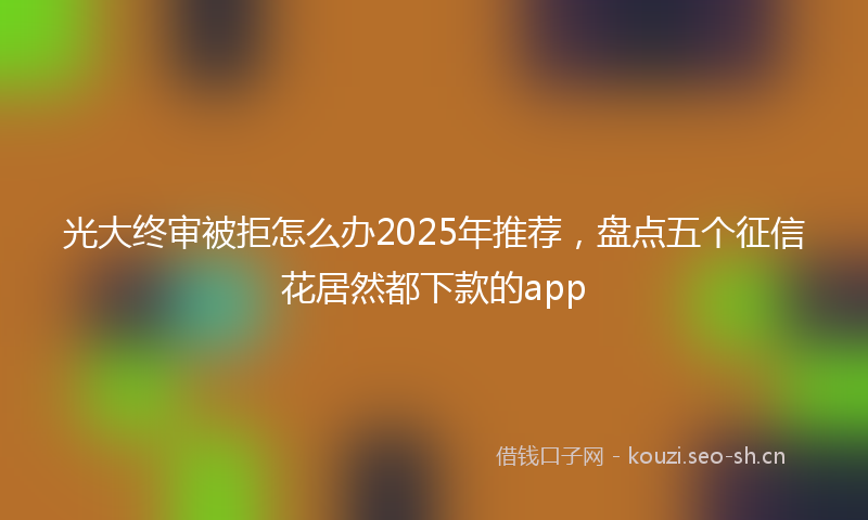 光大终审被拒怎么办2025年推荐,盘点五个征信花居然都下款的app