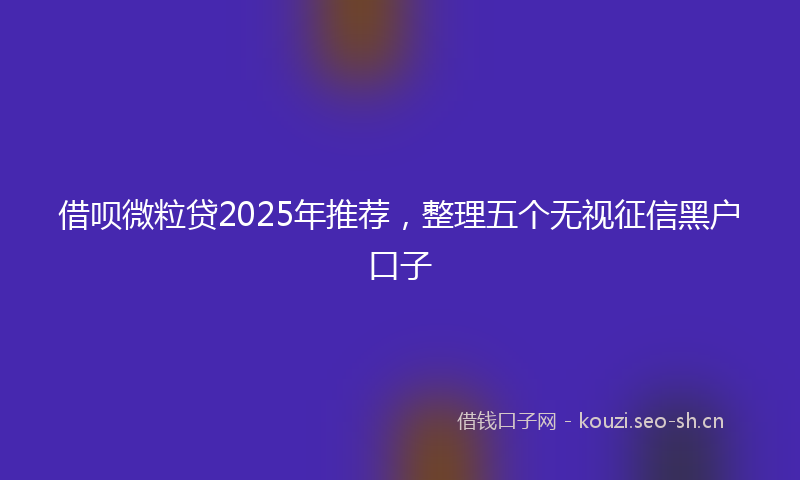 借呗微粒贷2025年推荐,整理五个无视征信黑户口子
