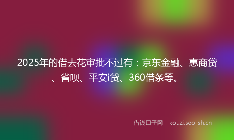 2025年的借去花审批不过有：京东金融、惠商贷、省呗、平安i贷、360借条等。