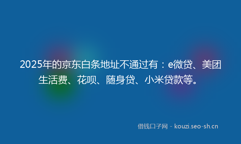2025年的京东白条地址不通过有：e微贷、美团生活费、花呗、随身贷、小米贷款等。