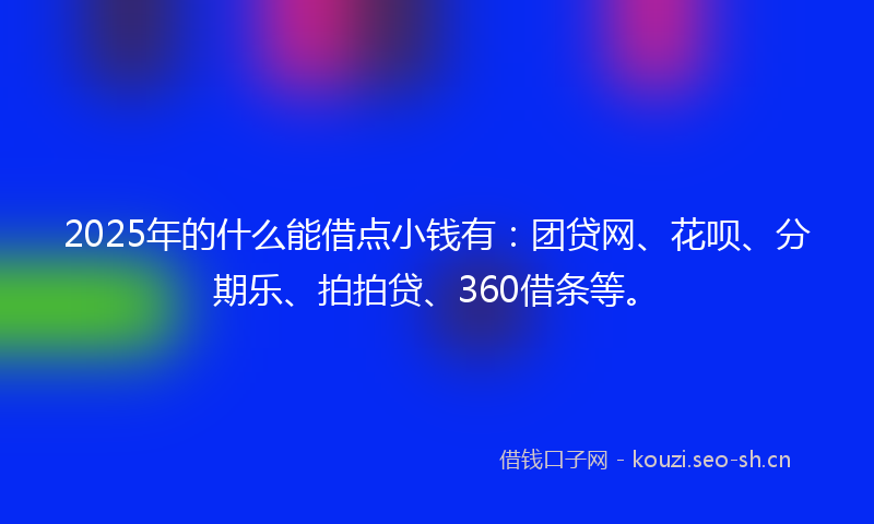 2025年的什么能借点小钱有：团贷网、花呗、分期乐、拍拍贷、360借条等。