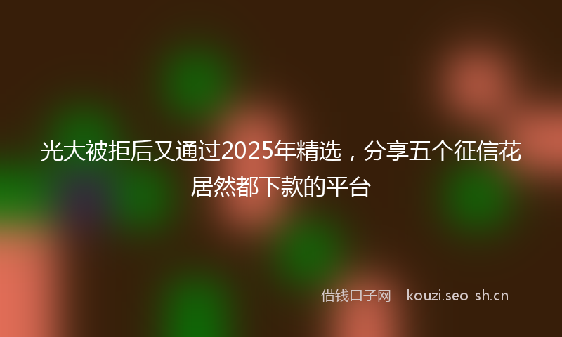 光大被拒后又通过2025年精选，分享五个征信花居然都下款的平台