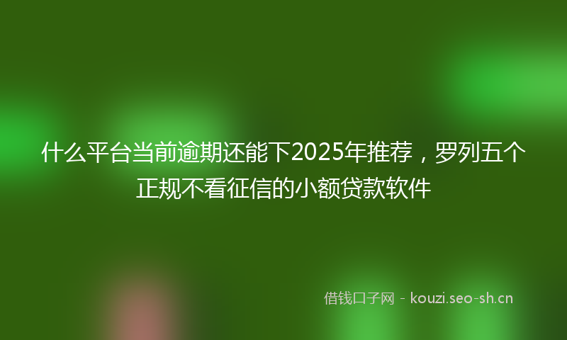 什么平台当前逾期还能下2025年推荐，罗列五个正规不看征信的小额贷款软件