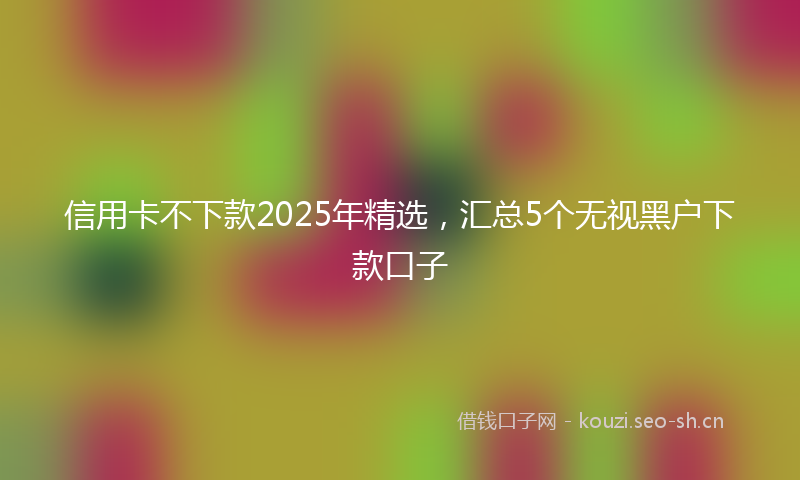 信用卡不下款2025年精选,汇总5个无视黑户下款口子