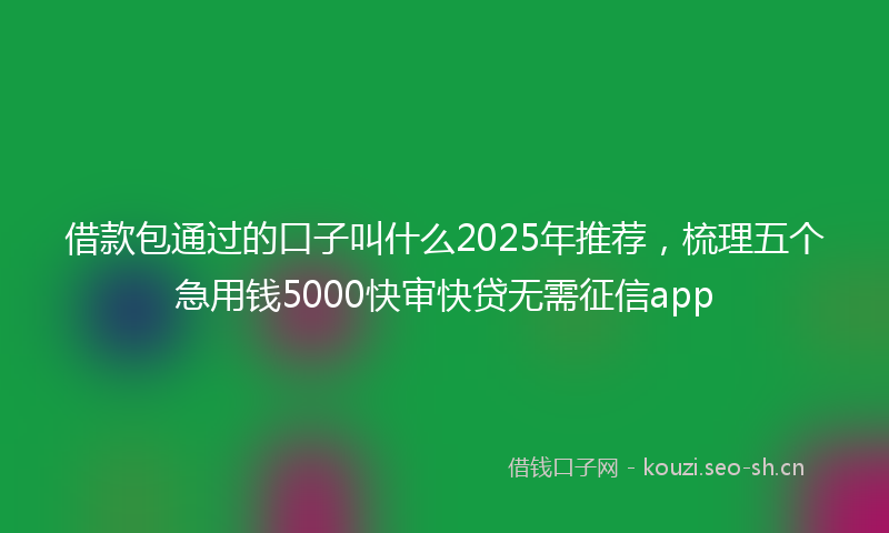 借款包通过的口子叫什么2025年推荐,梳理五个急用钱5000快审快贷无需征信app