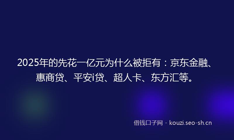 2025年的先花一亿元为什么被拒有:京东金融、惠商贷、平安i贷、超人卡、东方汇等。