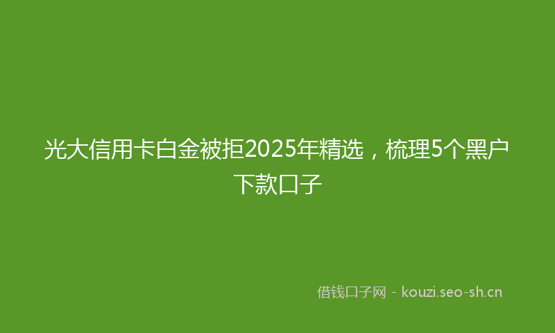 光大信用卡白金被拒2025年精选，梳理5个黑户下款口子