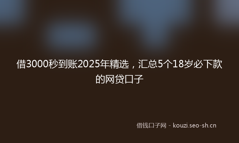 借3000秒到账2025年精选，汇总5个18岁必下款的网贷口子