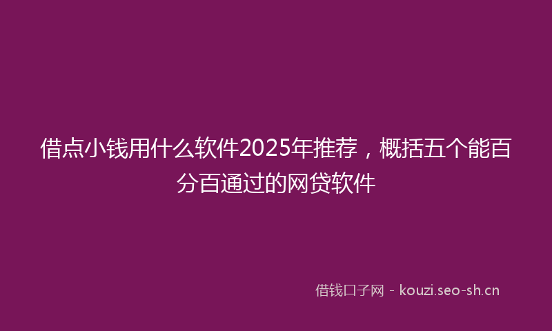 借点小钱用什么软件2025年推荐，概括五个能百分百通过的网贷软件