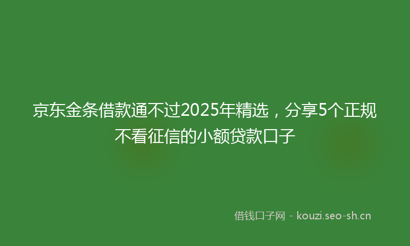 京东金条借款通不过2025年精选，分享5个正规不看征信的小额贷款口子