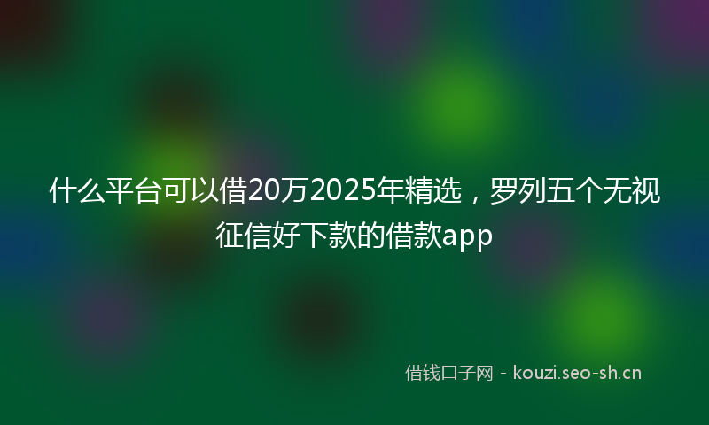 什么平台可以借20万2025年精选,罗列五个无视征信好下款的借款app