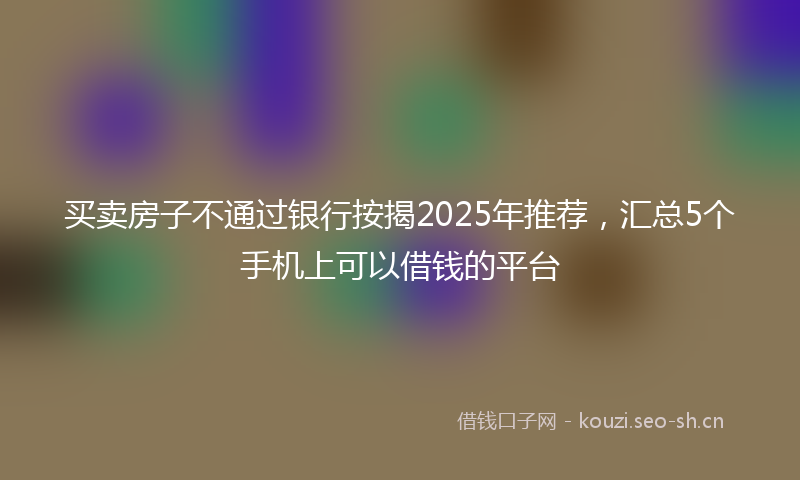 买卖房子不通过银行按揭2025年推荐，汇总5个手机上可以借钱的平台