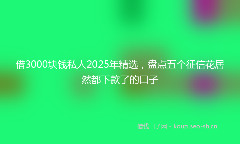 借3000块钱私人2025年精选,盘点五个征信花居然都下款了的口子