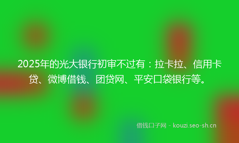 2025年的光大银行初审不过有：拉卡拉、信用卡贷、微博借钱、团贷网、平安口袋银行等。