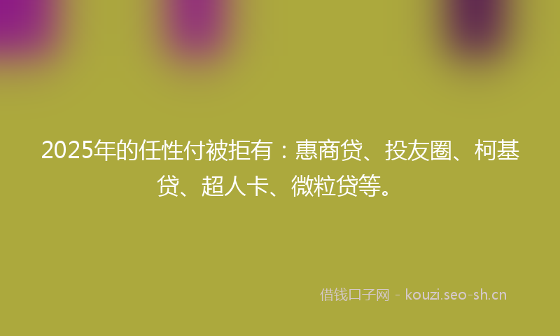 2025年的任性付被拒有:惠商贷、投友圈、柯基贷、超人卡、微粒贷等。