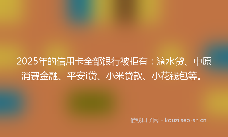 2025年的信用卡全部银行被拒有：滴水贷、中原消费金融、平安i贷、小米贷款、小花钱包等。