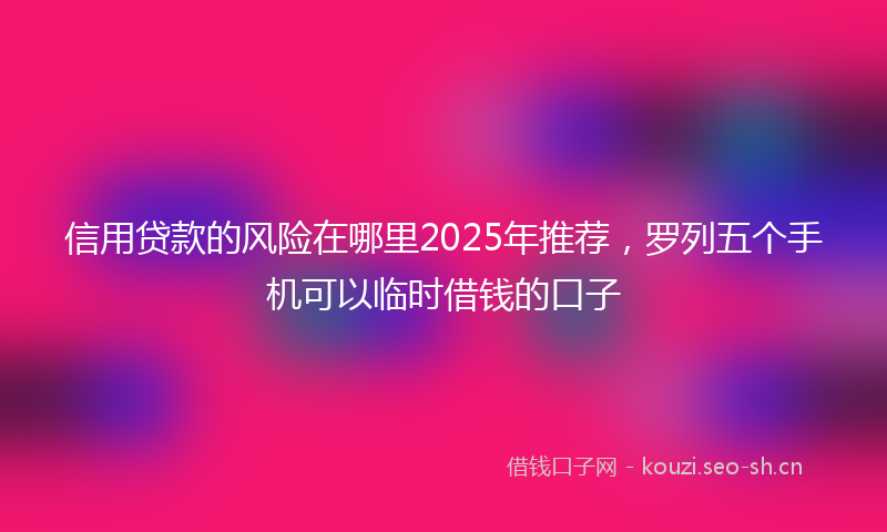 信用贷款的风险在哪里2025年推荐，罗列五个手机可以临时借钱的口子