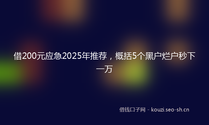 借200元应急2025年推荐，概括5个黑户烂户秒下一万