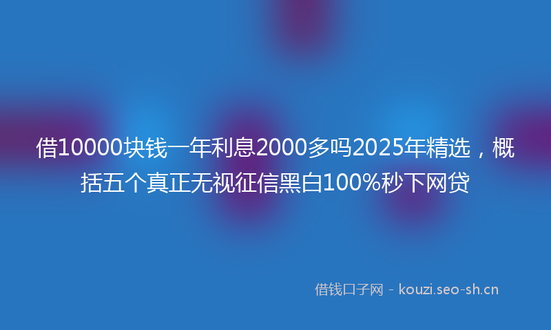 借10000块钱一年利息2000多吗2025年精选,概括五个真正无视征信黑白100%秒下网贷