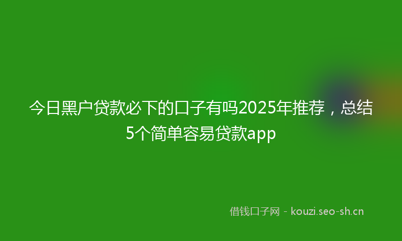 今日黑户贷款必下的口子有吗2025年推荐，总结5个简单容易贷款app
