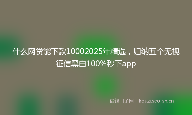什么网贷能下款10002025年精选，归纳五个无视征信黑白100%秒下app