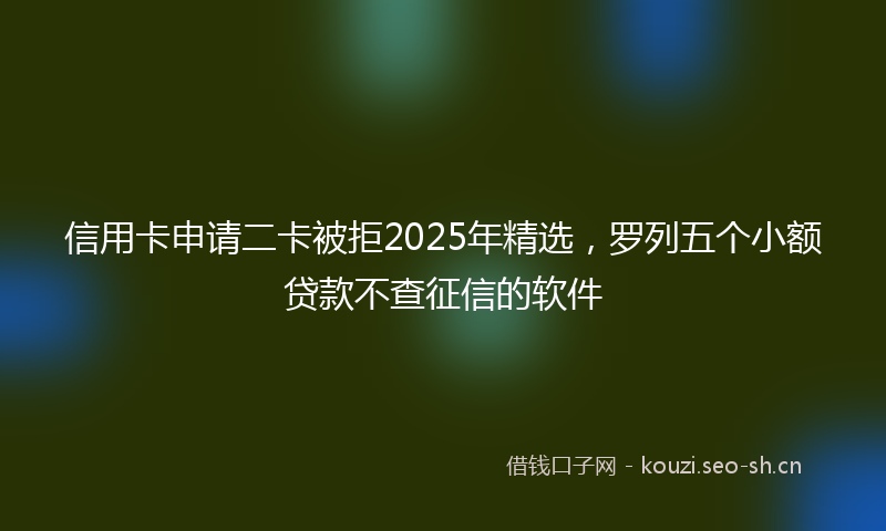 信用卡申请二卡被拒2025年精选，罗列五个小额贷款不查征信的软件