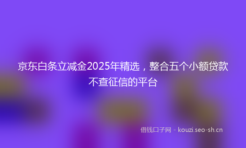 京东白条立减金2025年精选,整合五个小额贷款不查征信的平台