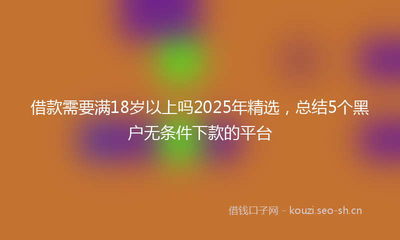 借款需要满18岁以上吗2025年精选，总结5个黑户无条件下款的平台