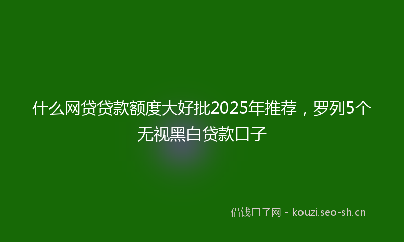 什么网贷贷款额度大好批2025年推荐，罗列5个无视黑白贷款口子