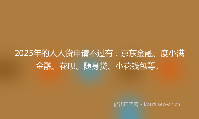 2025年的人人贷申请不过有：京东金融、度小满金融、花呗、随身贷、小花钱包等。
