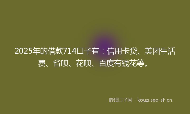 2025年的借款714口子有：信用卡贷、美团生活费、省呗、花呗、百度有钱花等。