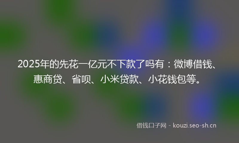 2025年的先花一亿元不下款了吗有：微博借钱、惠商贷、省呗、小米贷款、小花钱包等。