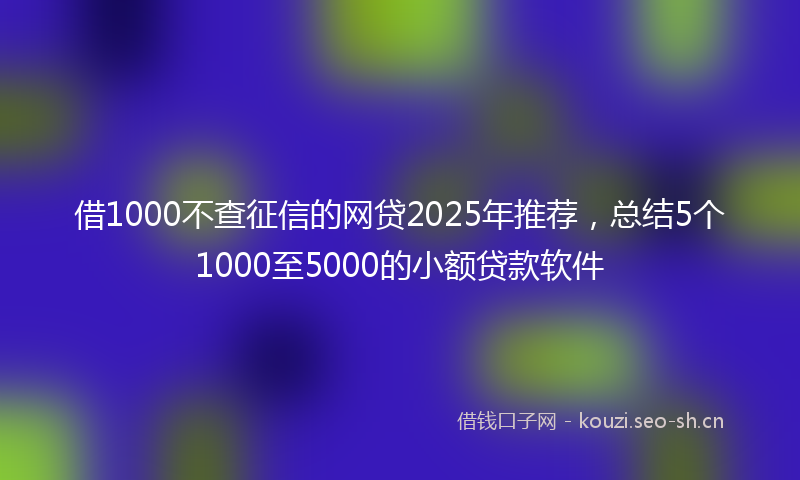 借1000不查征信的网贷2025年推荐,总结5个1000至5000的小额贷款软件