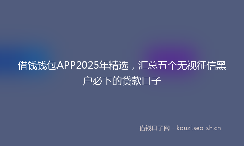 借钱钱包APP2025年精选,汇总五个无视征信黑户必下的贷款口子