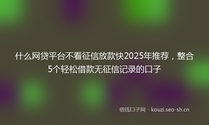 什么网贷平台不看征信放款快2025年推荐，整合5个轻松借款无征信记录的口子