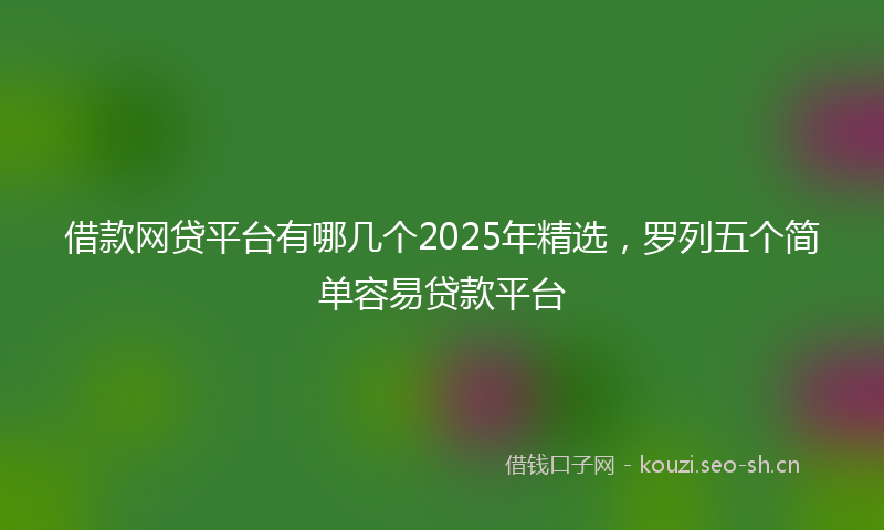 借款网贷平台有哪几个2025年精选，罗列五个简单容易贷款平台