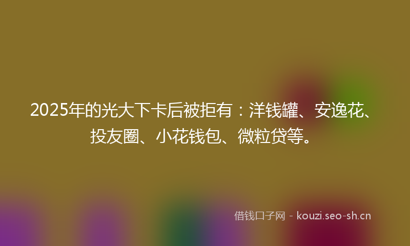 2025年的光大下卡后被拒有：洋钱罐、安逸花、投友圈、小花钱包、微粒贷等。