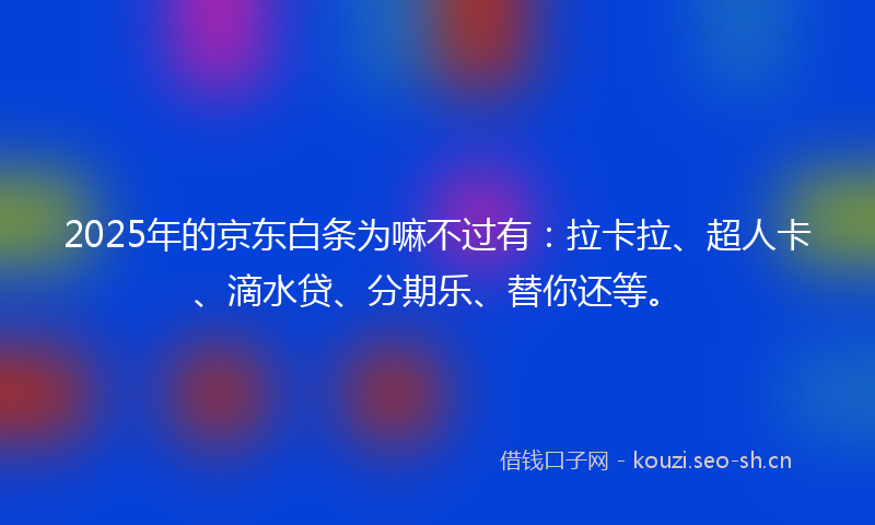 2025年的京东白条为嘛不过有：拉卡拉、超人卡、滴水贷、分期乐、替你还等。