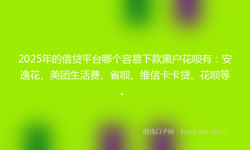 2025年的借贷平台哪个容易下款黑户花呗有：安逸花、美团生活费、省呗、维信卡卡贷、花呗等。
