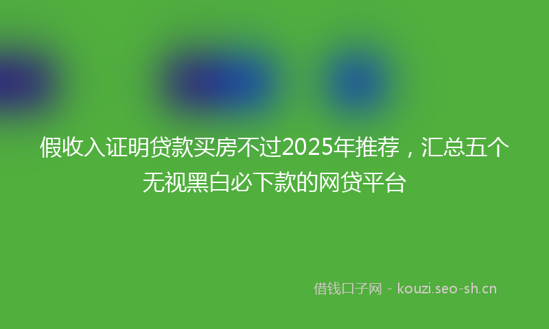 假收入证明贷款买房不过2025年推荐，汇总五个无视黑白必下款的网贷平台