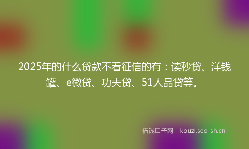 2025年的什么贷款不看征信的有：读秒贷、洋钱罐、e微贷、功夫贷、51人品贷等。