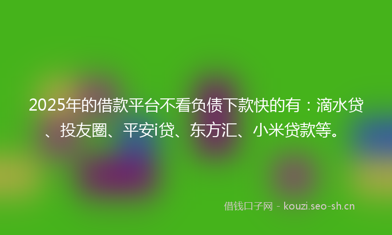 2025年的借款平台不看负债下款快的有：滴水贷、投友圈、平安i贷、东方汇、小米贷款等。