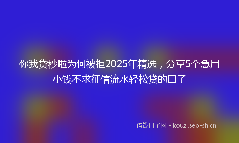 你我贷秒啦为何被拒2025年精选，分享5个急用小钱不求征信流水轻松贷的口子