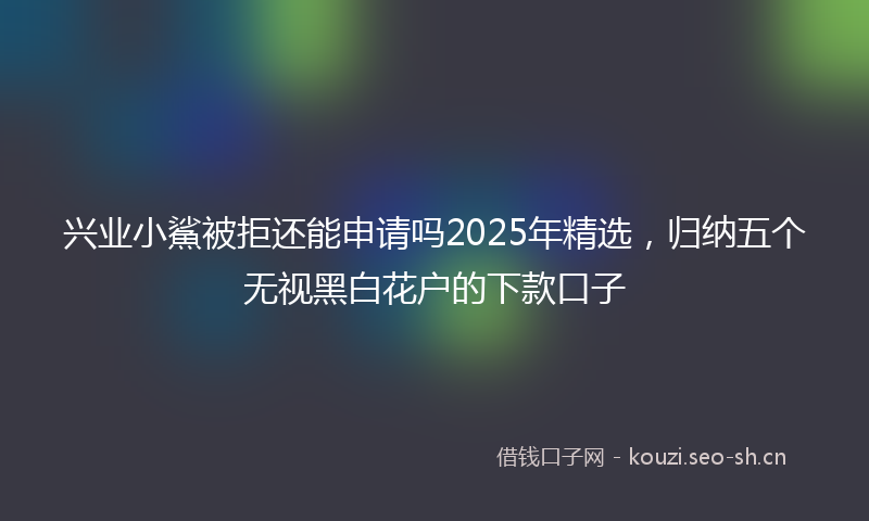 兴业小鯊被拒还能申请吗2025年精选,归纳五个无视黑白花户的下款口子