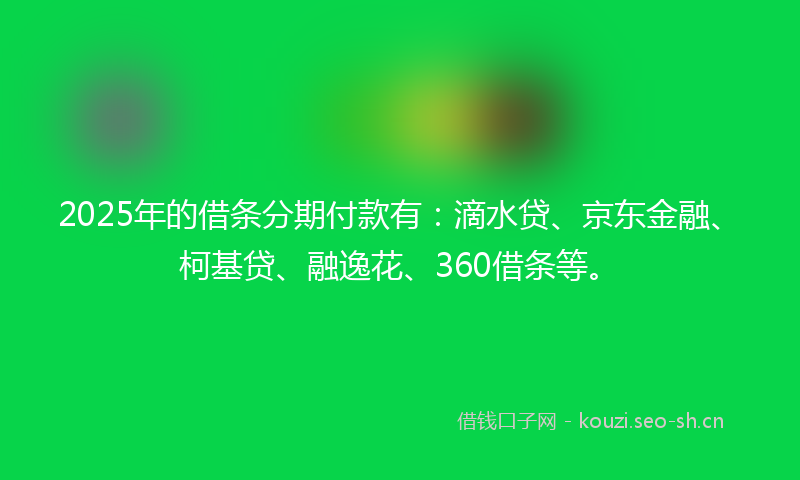 2025年的借条分期付款有：滴水贷、京东金融、柯基贷、融逸花、360借条等。