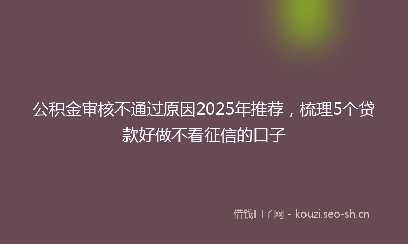 公积金审核不通过原因2025年推荐，梳理5个贷款好做不看征信的口子