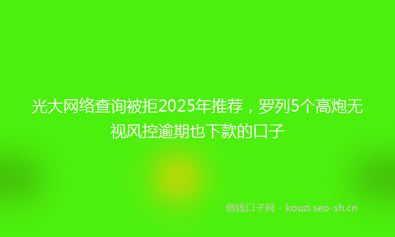 光大网络查询被拒2025年推荐，罗列5个高炮无视风控逾期也下款的口子
