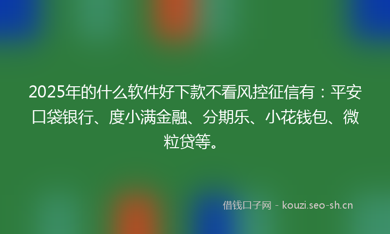2025年的什么软件好下款不看风控征信有：平安口袋银行、度小满金融、分期乐、小花钱包、微粒贷等。